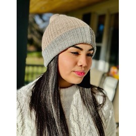 QORIQUNA 100% Baby Alpaca Luxury Reversible Beanie - Winter Hat - Unisex