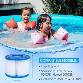 Paquete de 12 filtros de hidromasaje tipo VI cartucho de repuesto para tina de hidromasaje Saluspa compatible con Lay-Z-Spa,Coleman SaluSpa 90352E, 58323E, 58323 Bomba de piscina