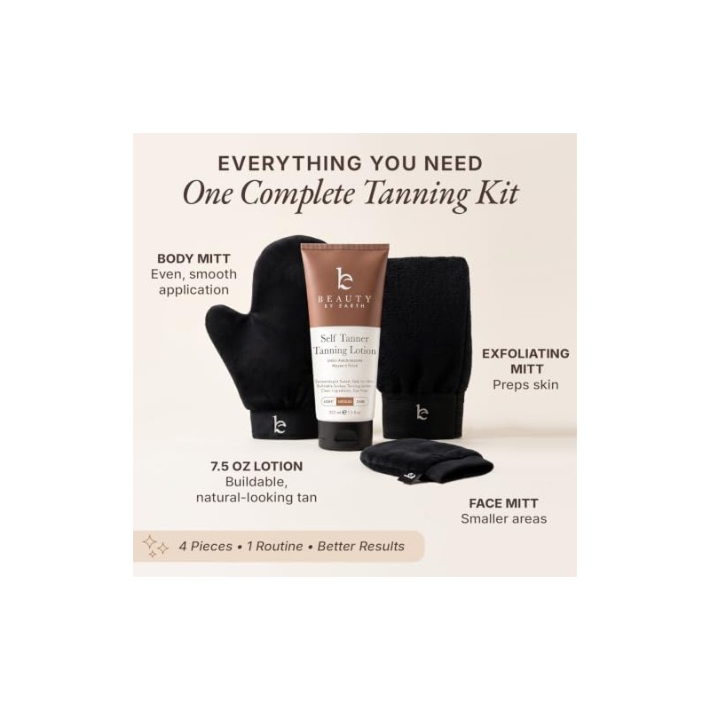 Self Tanner Tanning Application Kit - Bundle of Sunless Tanning