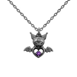 [UTOLESA] Sanrio Characters Chromi Necklace Accessory KUROMI Devil Heart Necklace, Silver (Black Coating), Women's, Popular Jewelry, Gift, 925 silver (black coating)