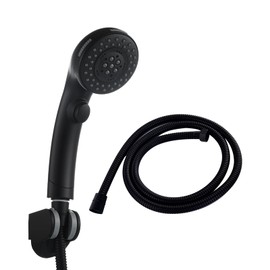 Black Hand Shower Head Set, Biveah 5 Mode Spray RV Showerhead On Off with Hose and Bracket, KHP016B