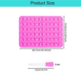 Dwwffer 2 Piece Fruit Snack Molds Silicone,Non-Stick Gummy Molds Trays with 2 Dropper for Candy Chocolate Gummies Baking,Food Grade (Pink)