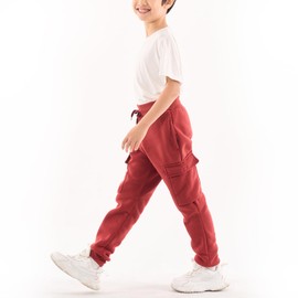Boys 3-Pack Fleece Active Athletic Workout Jogger Pants with Cargo Pocket and Drawstring