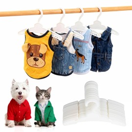 20 Pcs Dog Clothes Hangers 7 Inch White Plastic Pet Clothes