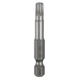 HARFINGTON T30 Torx Head Screwdriver Bit 1/4" Hex Shank 2" (50mm) Long Magnetic No Hole Tip Tamper Proof 6 Point Star Screw Driver Drill Bits S2 Steel Industrial Power Screwdrivers