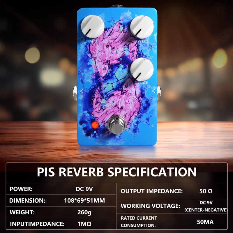 AZOR Spring Reverb Guitar Effect Pedal, True Bypass