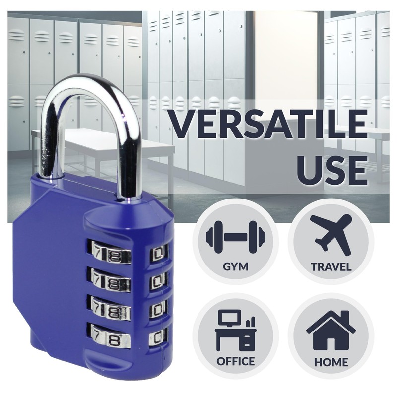 Newhouse Hardware Steel Waterproof 4-Digit Combination Lock Blue NHH-NUMLK-BLU, Combination