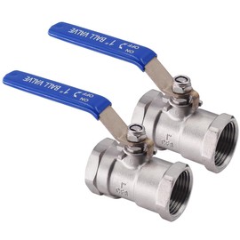VAV 1Inch Ball Valve,Heavy Duty 304 Stainless Steel,Standard Port with Blue Vinyl Insulation Handle, NPT Female x Female Thread, 1000 WOG for Water, Oil, and Gas with Lockable Lever (1" 1P 2 pcs)
