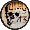 ProSticker 304 (One) 4" Lucky 13 Skull Skeleton Rat Rod