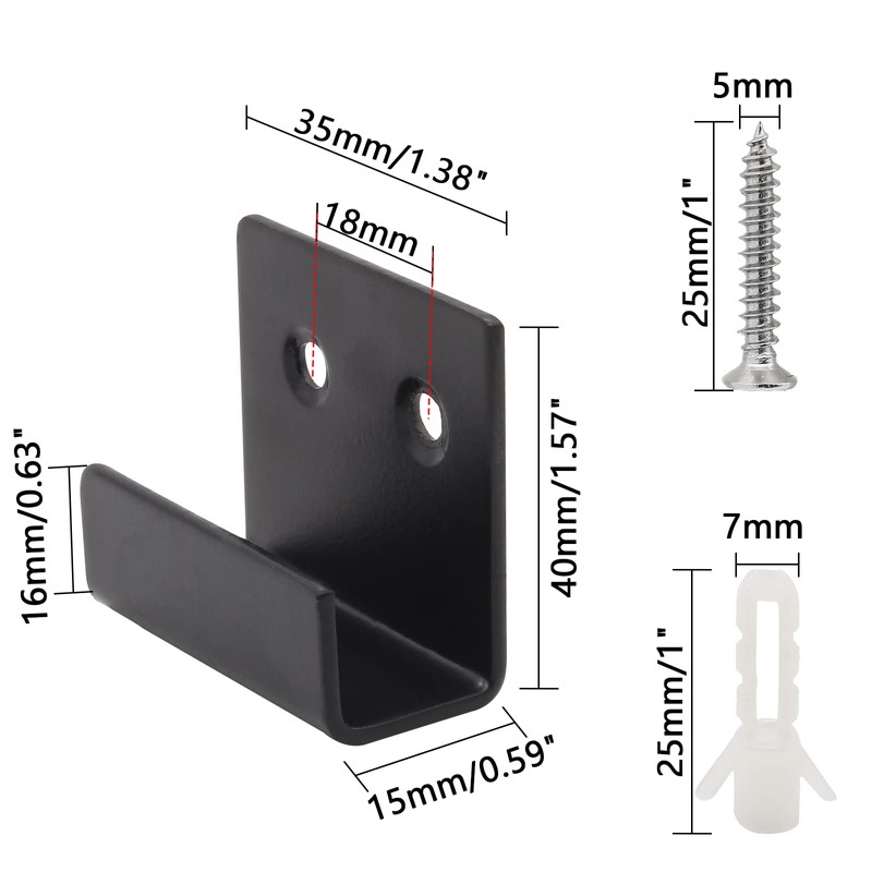 Coufce 15mm / 0.59 Inch Stainless Steel Tile Bracket, Black