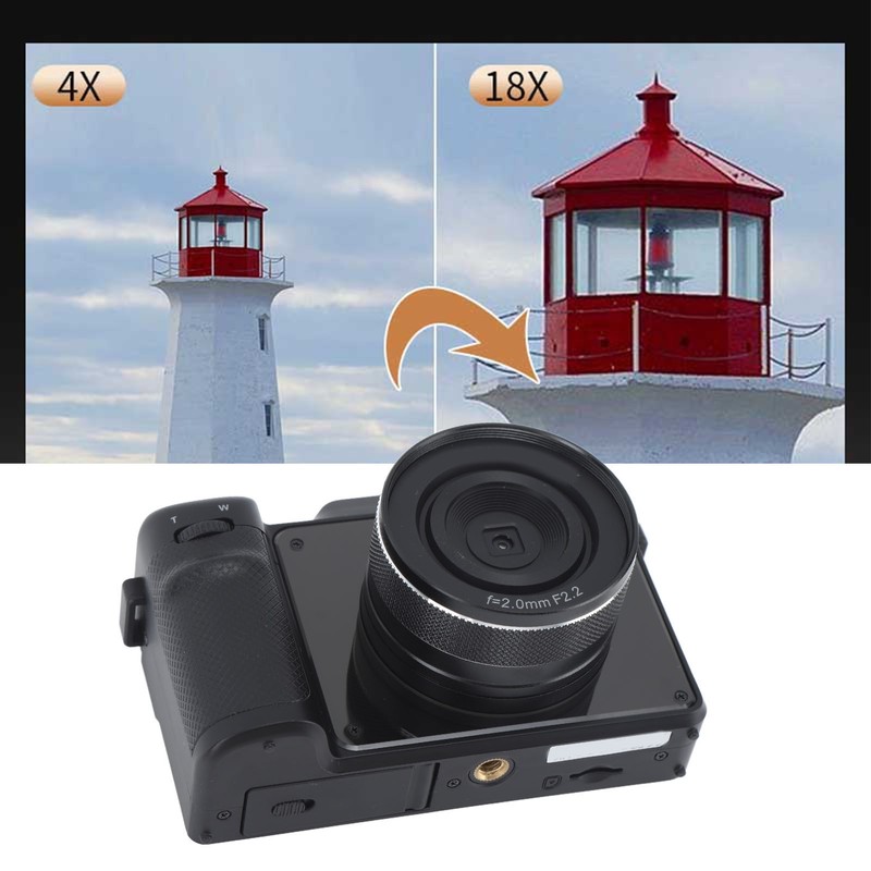 4K Digital Camera Front Rear Dual Lens 48 Megapixels 18X