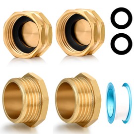 YELUN 3/4"Garden Hose End Caps,Brass Garden Hose Cap Male Brass Pipe Plug Outer Garden Hose Male Threaded End Cap Plug(2 Cap 2 Plug）