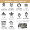 30Pcs Mini Cookie Cutters Set,Small Stainless Steel Cookie Cutters, Ten