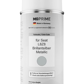 MG PRIME Autolack 2K Spraydosen Set für Seat L8Z8 Brillantsilber Metallic Basislack 2 Komponenten Klarlack Sprühdose