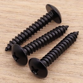 #14 x 3/4" Phillips Truss Head Wood Screws Black, 304 Stainless Steel 18-8 Self Tapping Sheet Metal Tek Screws, Corrosion Resistant, Black Coated, 50 PCS