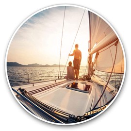 Vinyl Stickers (Set of 2) 25cm - Sunset Sailing Boat Yacht Sail #16156