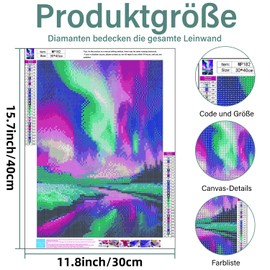 Aurora Diamond Painting, Adult Landscape Diamond Painting, Diamond Art Adult Set, Home Wall Decor for Gift (30 x 40 cm)
