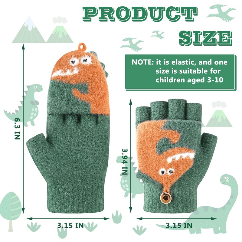 SATINIOR 2 Pairs Winter Kids Fingerless Gloves Toddler Finger Mittens
