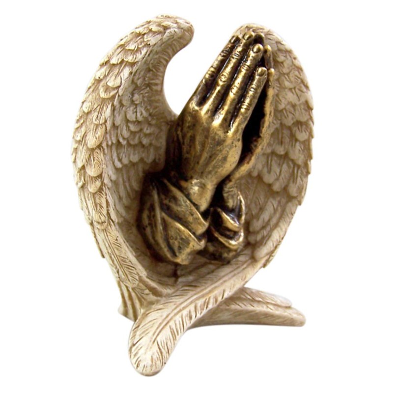 Angel Wings with Praying Hands Cast Resin Figurine Statue, 5