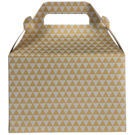 JAM Paper Gable Gift Box with Handle - Medium - 4 x 8 x 5 1/4 - Gold & Silver Diamond - Sold individually