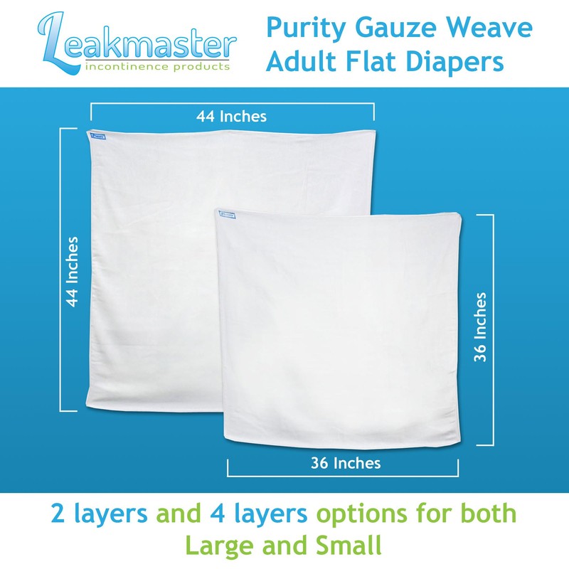 Purity Adult Flat Cloth Diapers by LeakMaster - Soft, Absorbent