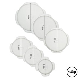 W&P W&P Reusable Silicone Stretch Lid, Set of 6 Circular Lids, Dishwasher Safe, Freezer Safe, LFGB/Premium Materials, Microwave Safe, Clear