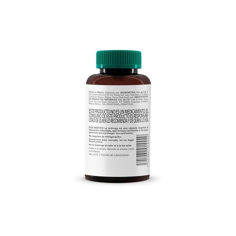 PRONAT Probióticos Duo Biotics, Suplemento Alimenticio, con Prebióticos, 30 Cápsulas