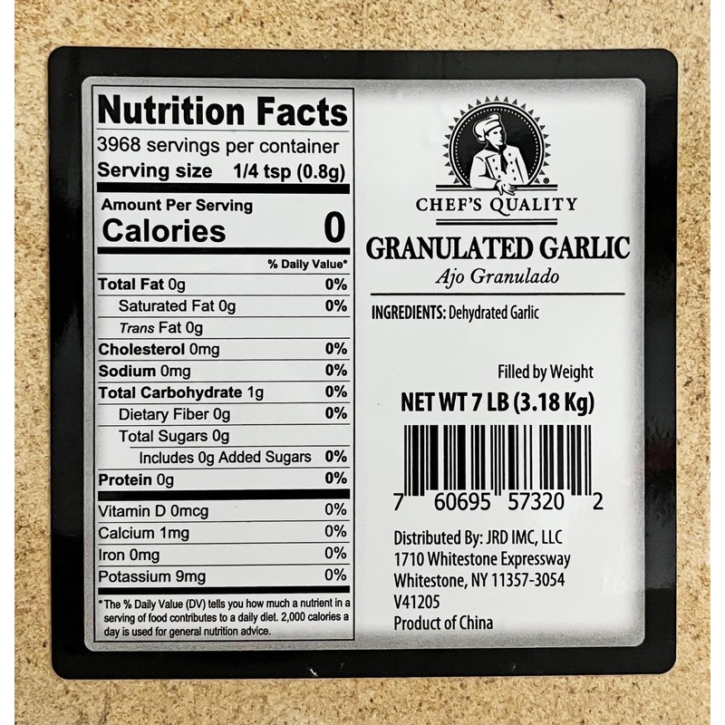 Chef's Quality Granulated Garlic 7 LB