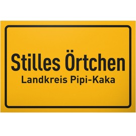 DankeDir! Silent Village Sign 30 x 20 cm – Door Sign Men's Wall Guest Toilet Funny Decorative Guest Toilet Sign Toilet Sign for Hanging Funny Toilet Sign