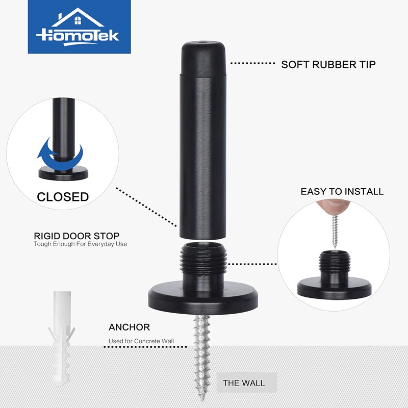 HOMOTEK 2 Pack Heavy Duty Solid Rigid Door Stops Bumper
