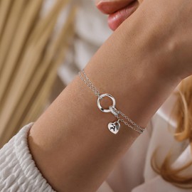 JSJOY Dainty Initial Bracelets for Women Heart Letter L Bracelet Stackable Bracelets for Women Newly Wed Gifts for Couple Wedding Gifts