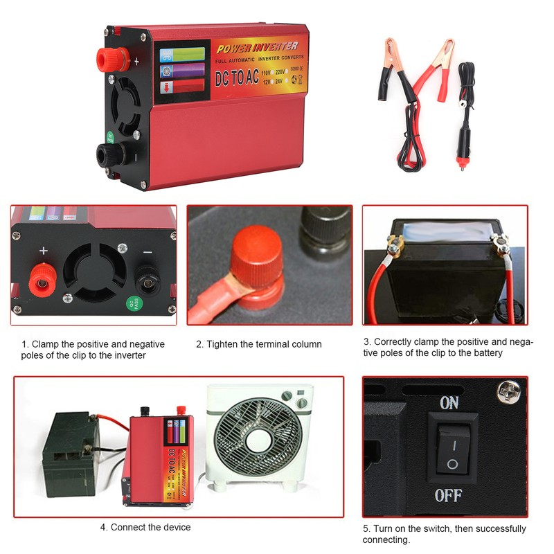 600W Car Power Inverter 12V DC to AC Converter Modified
