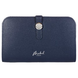 Mabel PU Vegan Leather Wallet for Women RFID Blocking Ladies Coin Zipper Boxed Purse with Multiple Card Slots - Ada - Navy