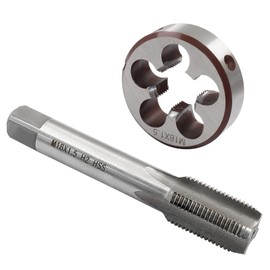 PHITUODA M18 x 1.5 HSS Metric Thread Tap and Die Set, Right Hand Machine Thread Tap and Round Die