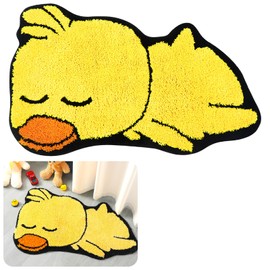 Drydiet Yellow Duck Bath Mat Microfiber Shower Bathroom Rug Non Slip Duck Rug Washable Cute Bathroom Mat for Home, Kitchen, Bedroom