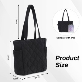 EVEOUT Quilted Tote Bag for Women Lightweight Quilted Puffer Shoulder Bag Large Puffer Tote for Casual Work