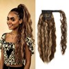 Ponytail Extension Magic Paste, 22Inch Ash Brown Highlighted Honey Blonde