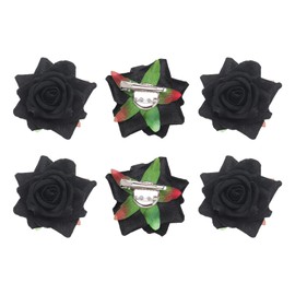 sourcing map 6 Pcs Rose Flower Hair Clips 3 Inch Flower Hair Pins Flower Brooch for Women Hair Accessories Black