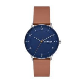 RIIS Three-Hand Medium Brown Leather Watch