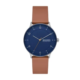 RIIS Three-Hand Medium Brown Leather Watch