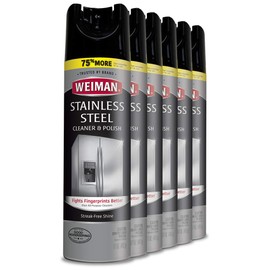 Weiman Stainless Steel Cleaner and Polish - 17 Ounce (6 Pack) - Non-Toxic Protects Appliances from Fingerprints and Leaves a Streak-Less Shine for Refrigerator Dishwasher Oven Grill