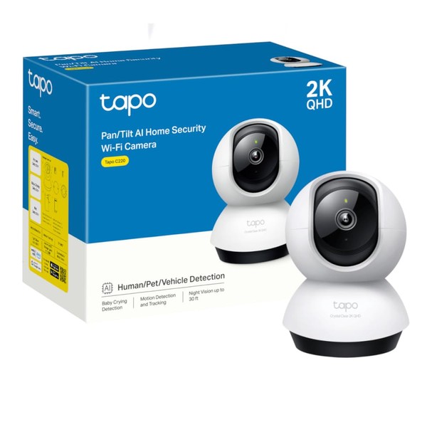 Tapo 2K QHD Indoor Pan/Tilt Security Wi-Fi Camera, AI Detection,360°