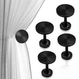 KOLAKO Curtain Tie Backs Hooks, Black Curtain Holdbacks Metal Wall Mounted Decorative Antique Round Medallion Window Drapery Tiebacks Holders, 4 Pack Curtain Hold Backs Pair