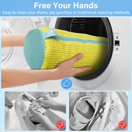 Shoe Wash Bag, Washing Machine, Shoe Bag, Washing Machine, Multi Protection, Reusable Shoe Wash Bag for All Shoe Types and Sizes, Pack of 2 (Yellow)
