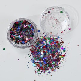 Sparkly Nail Art Sequins Nail Gold Scallion Powder Laser Hexagon Glitter Cosmetic Makeup Face Body Hair Glitter (Mixed Color)