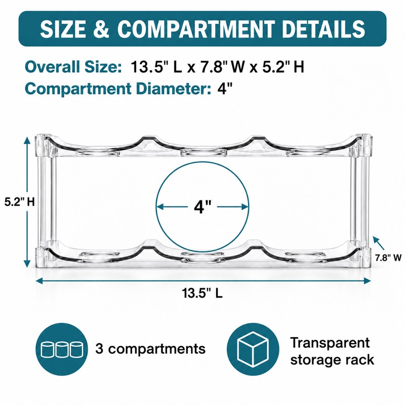 Stackable Water Bottle Organizer Rack, 2 Tier Clear Plastic Holder