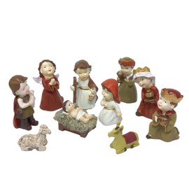 BANBERRY DESIGNS Christmas Nativity Set - 10 Figures Includes The Holy Family - Sizes are 1" H to 3" H - Indoor Holiday Décor