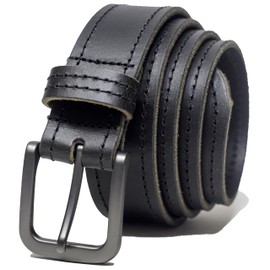 Ashford Ridge Made in England 35mm Full Leather Edge Stitched Belt - Black 5XL
