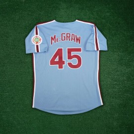Majestic Tug McGraw 1984 Philadelphia Phillies Cooperstown Men's Blue Away Jersey - XL