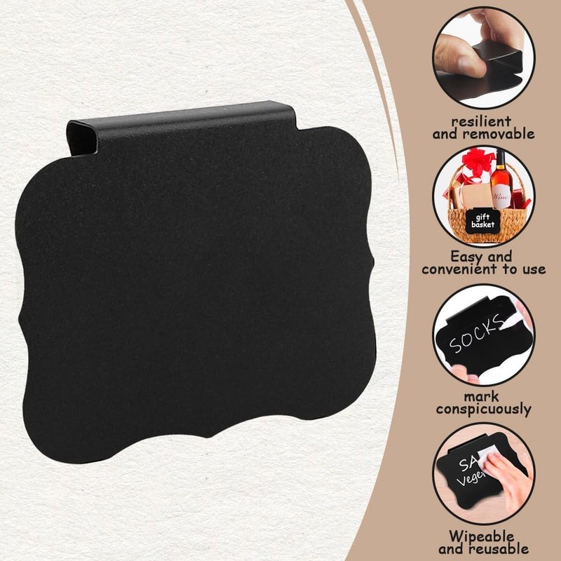 Labels for Storage Boxes,Basket Labels,Chalkboard Labels,12 Black Labels with 2